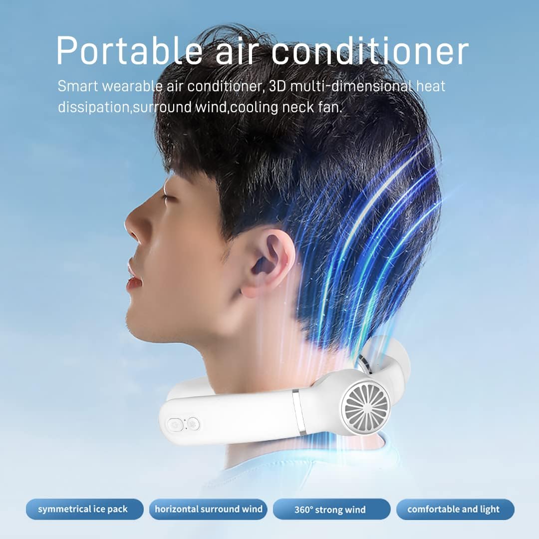 SENAI Neck Fan, Portable Neck Air Conditioner, 4000mAh Neck Cooling Fan Hands-Free Rechargeable Refrigerating Chip Lightweight Personal Fan for Disneyland, Camping, Picnics, and Travel