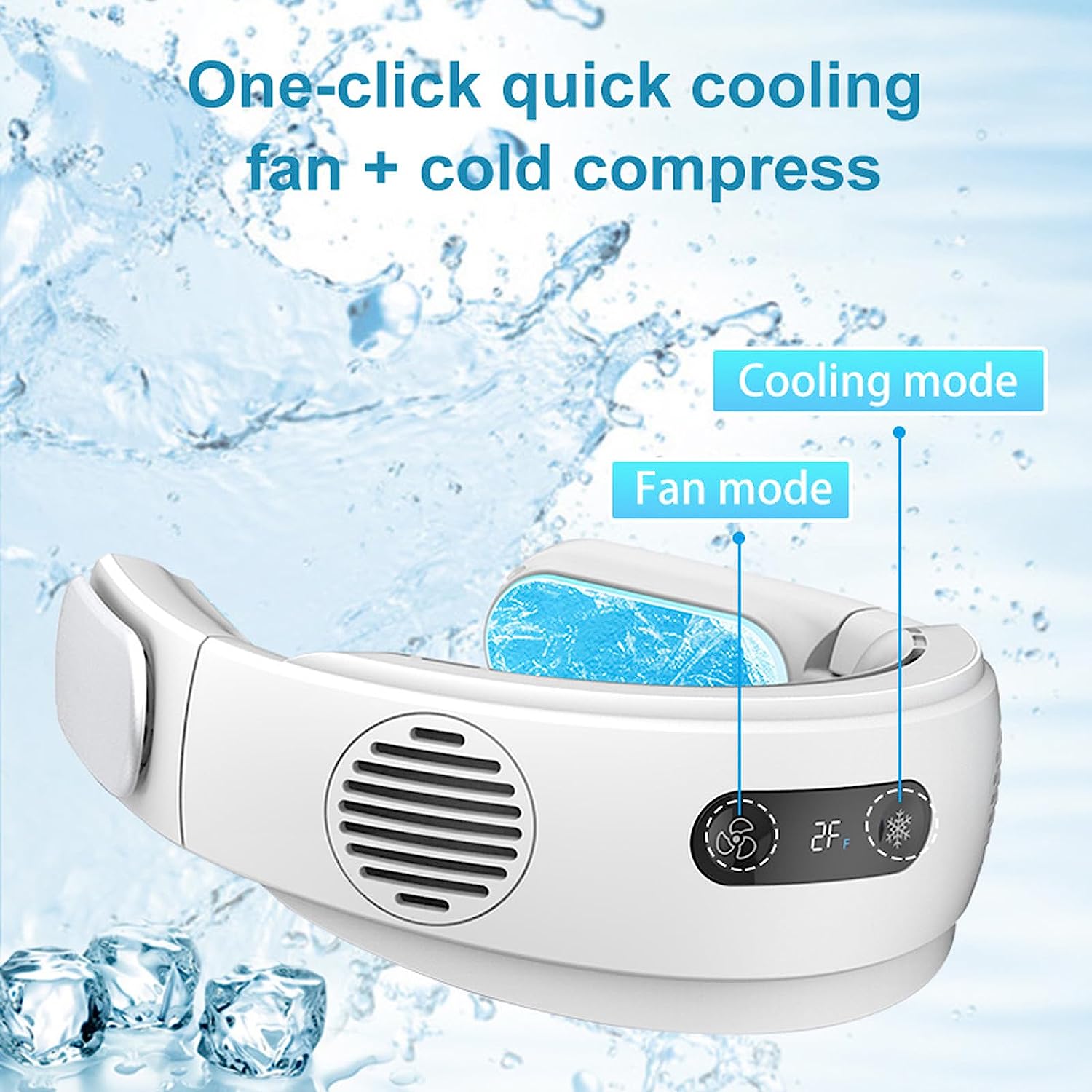 Cool Summer Portable Air Conditioning Senai Neck Fan, Neck Air Conditioning, Cooling Personal Fan, Cold Use/Foldable 5000mAh Battery-Powered, USB Fast Charging Wearable Fan, 3-Speed Adjustment Function