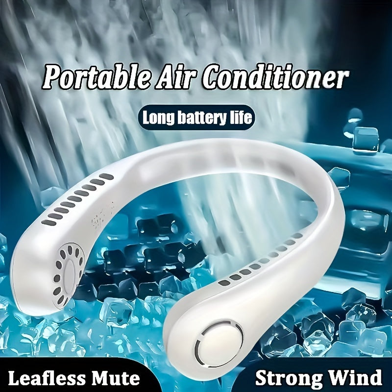 Stay Cool On-The-Go: 1pc New Mini Neck Fan - Portable, Bladeless, Rechargeable & Hanging Air Cooler!
